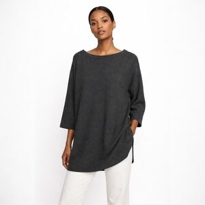 PLY Cashmere Women's Gray Tunic Sweater Dress Large Minimalist Scandi Style Chic